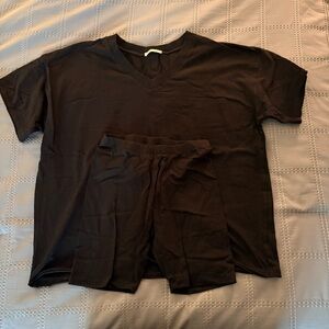 Zenana Two-Piece Biker Short Set - Black